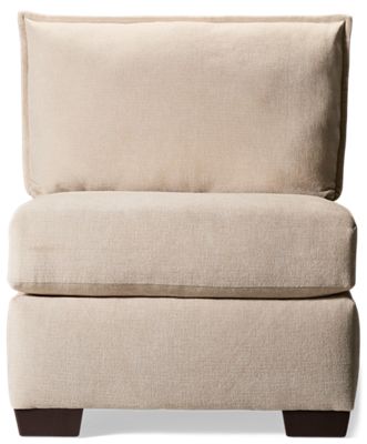 Puzzle Armless Chair - Modular System - Plush Cushions - Soft Chenille Fabric - Includes Lumbar Toss Pillow