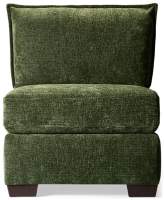 Puzzle Armless Chair - Modular System - Plush Cushions - Soft Chenille Fabric - Includes Lumbar Toss Pillow