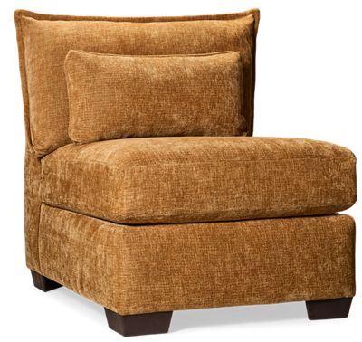 Puzzle Armless Chair - Modular System - Plush Cushions - Soft Chenille Fabric - Includes Lumbar Toss Pillow