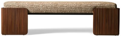 Kindred Upholstered Bench - Plush Upholstered Seat - Curved Fluted Mahogany Panels - Durable Polyester Cotton Blend