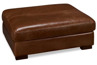 Pista Leather Ottoman Coffee Table - Unique Natural Leather Grain - Soft Cushioned Top