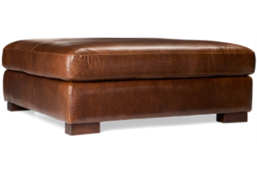 Pista Leather Ottoman Coffee Table - Luxurious Top Grain Leather - Soft Cushioned Top