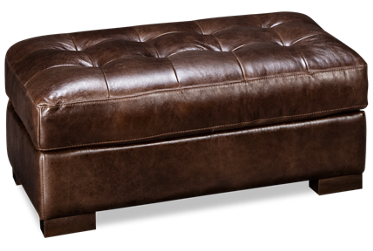 Utah Leather Ottoman Coffee Table - Luxurious Top-Grain Leather - Tufted Design - Comfortable Padding