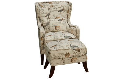 Hillsboro Accent Chair with Nailhead and Ottoman