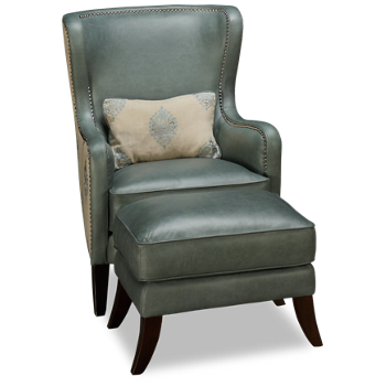 Camden Leather Accent Chair with Nailhead & Ottoman