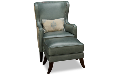 Camden Leather Accent Chair with Nailhead & Ottoman