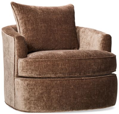 Manchester Swivel Chair - Soft Velvety Fabric - Swivel Glider - Plush Cushions - Toss Pillow