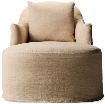 Noel Accent Chaise Lounge - Soft Linen Slipcover - Arched Backrest for Support - Coastal Chic