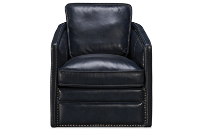 Mclean Leather Accent Swivel Chair with Nailhead