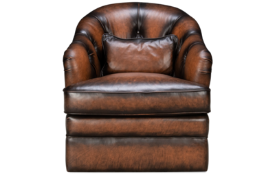 Tong Leather Accent Swivel Chair