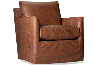 Accent Leather Swivel Glider with Slipcover