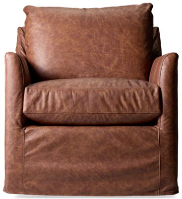Accent Leather Swivel Glider with Slipcover - Thumbnail 2