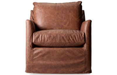 Accent Leather Swivel Glider with Slipcover