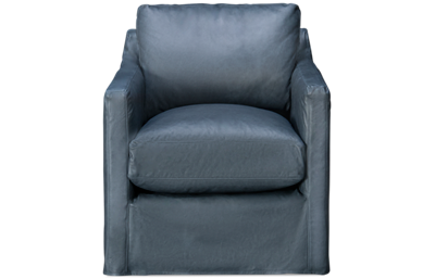 Leather Accent Swivel Glider with Slipcover