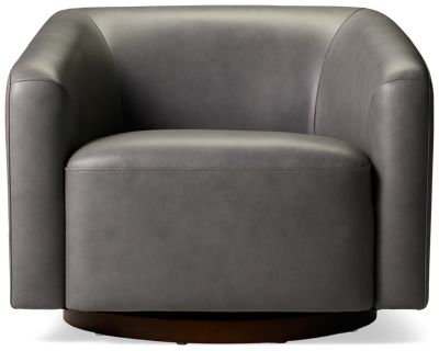 Monterey Leather Accent Swivel Chair - Top Grain Leather - Comfortable Foam Cushion - Sleek Design