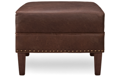Calvin Leather Accent Ottoman with Nailhead
