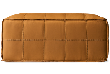 Sophie Accent Ottoman Coffee Table - Top-Grain Leather - Square Quilted Stitching - High Resiliency Foam Seat