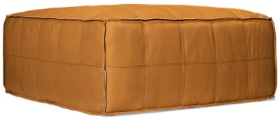 Sophie Accent Ottoman Coffee Table - Top-Grain Leather - Square Quilted Stitching - High Resiliency Foam Seat