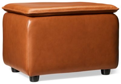 Ridge Leather Accent Ottoman - Top-Grain Leather - Rectangular Shape - Padded Top - Cozy Comfort