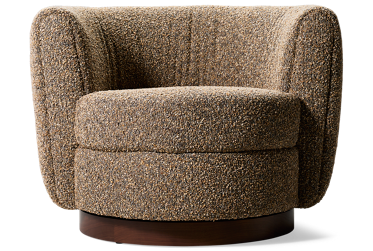Raven Accent Swivel Chair - Soft Textured Fabric - Chic Barrel Silhouette 