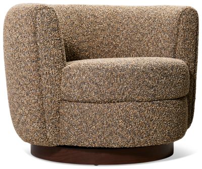 Raven Accent Swivel Chair - Soft Textured Fabric - Chic Barrel Silhouette 