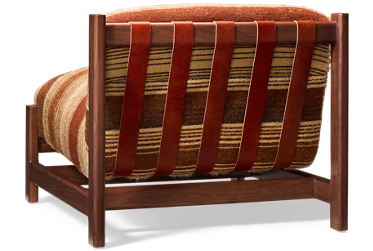 Oliver Accent Armless Chair - Wood Frame - Leather Sling Back - Plush Cushions