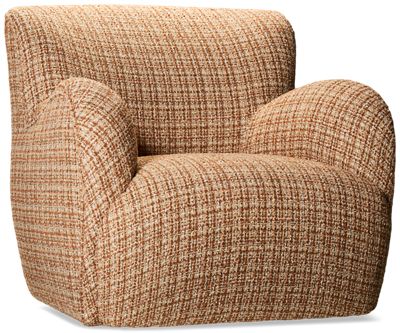 Sloane Accent Swivel Chair - Soft Textured Fabric - Curved Backrest - Durable Frame
