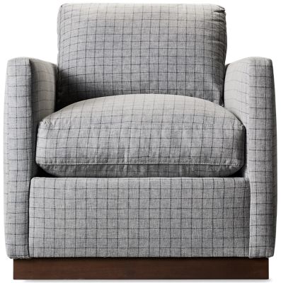 Asher Accent Swivel Chair - Soft Durable Upholstery - Super-Plush Cushions - Slim Track Arms - Wooden Plinth Base