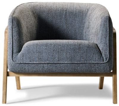 Madeira Accent Chair - Chic Barrel Silhouette - Soft Textured Fabric - Exposed Light Wood Frame