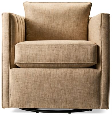 My Style Accent Swivel Chair - Plush Pillow Cushions - Slim Track Arms - Channel Tufting Detail - Durable Polyester Fabric
