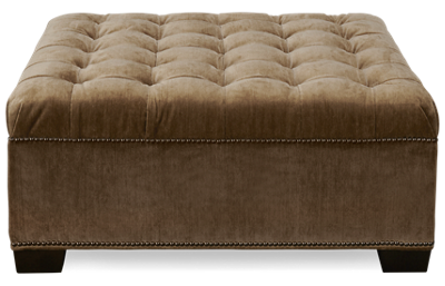 Traditional High Back Accent Square Ottoman with Nailhead