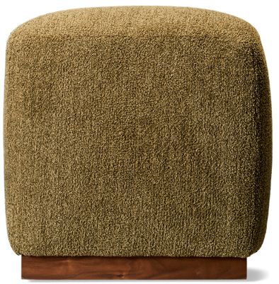 Design Lab Accent Cube Ottoman - Soft Textured Fabric - Cushioned Top - Wooden Plinth Base
