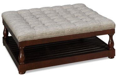 Comfort Accent Ottoman Coffee Table - Nailhead Trim - Elegant Tufted Fabric - Contemporary Design