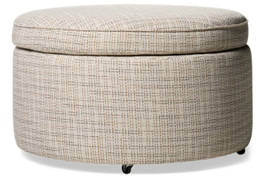 Choices Accent Storage Ottoman - Round Button-Tufted Top - Includes Two Cozy Throw Pillows - Easy Mobility With Casters