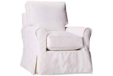 Seaside Swivel Glider with Skirted Slipcover + Rolled Arms