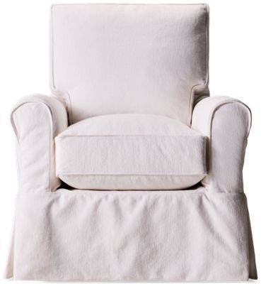 Seaside Swivel Glider with Skirted Slipcover + Rolled Arms