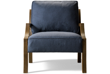 Carter Accent Chair - Modern Exposed Wood Frame - Easy Care Fabric - Cushioned Back & Seat