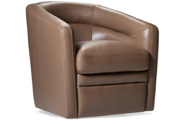 Anthony Leather Accent Swivel Chair - Durable Hardwood Frame - Plush Foam Cushion - Stylish Barrel Silhouette