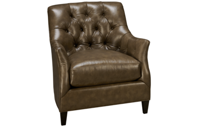 Traditional High Back Leather Accent Chair