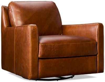 Houston Leather Swivel Chair - Top-Grain Leather - Contemporary Comfort