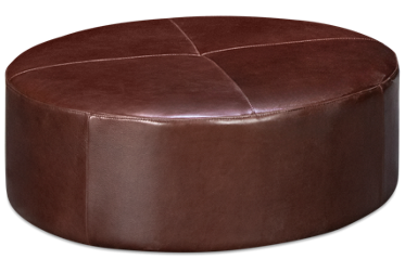 Noah Leather Round Ottoman Coffee Table - Top Grain Leather - High-Resiliency Foam