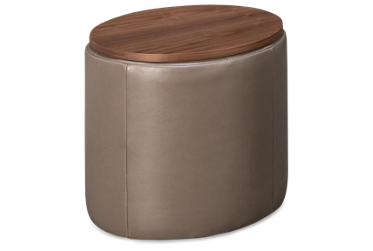 Design Lab Leather Accent Round Storage Ottoman with Casters