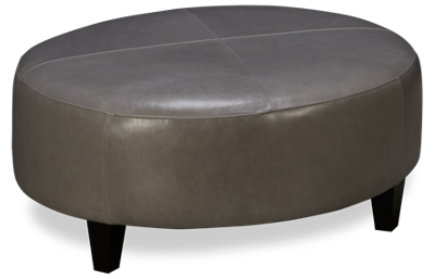 Foster Leather Accent Round Ottoman 
