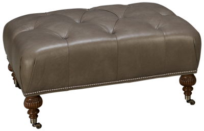 Morgan Leather Accent Ottoman with Nailhead