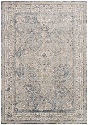 Teagan Area Rug – Botanical – Machine-Woven – Sky/Natural