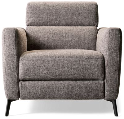 Greg Power Recliner - Tilt Power Headrest - Contemporary Design - Plush Tufted Back - Cozy Box Seat