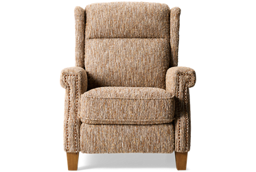 Kent Power Recliner - Nailhead Trim - Soft Cozy Fabric - Tilt Power Headrest