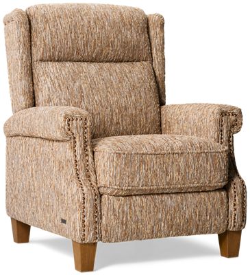 Kent Power Recliner - Nailhead Trim - Soft Cozy Fabric - Tilt Power Headrest