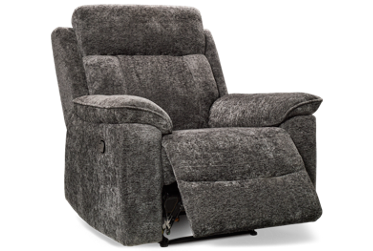 Rest Manual Recliner - Soft Textured Chenille Fabric - Tufted Backrest & Footrest - Generously Padded Arms