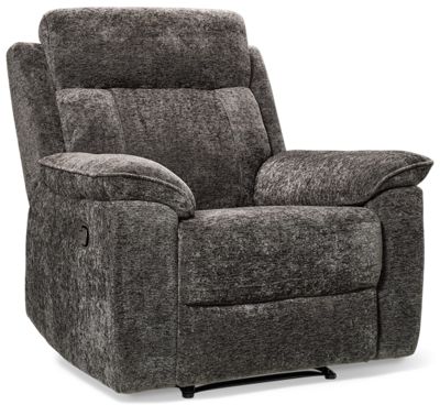 Rest Manual Recliner - Soft Textured Chenille Fabric - Tufted Backrest & Footrest - Generously Padded Arms